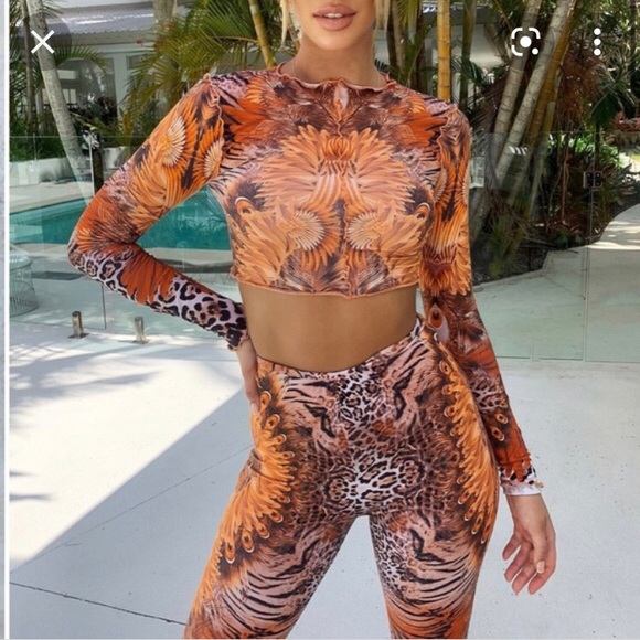 Tigermist animal print long sleeve crop top - Picture 2 of 5